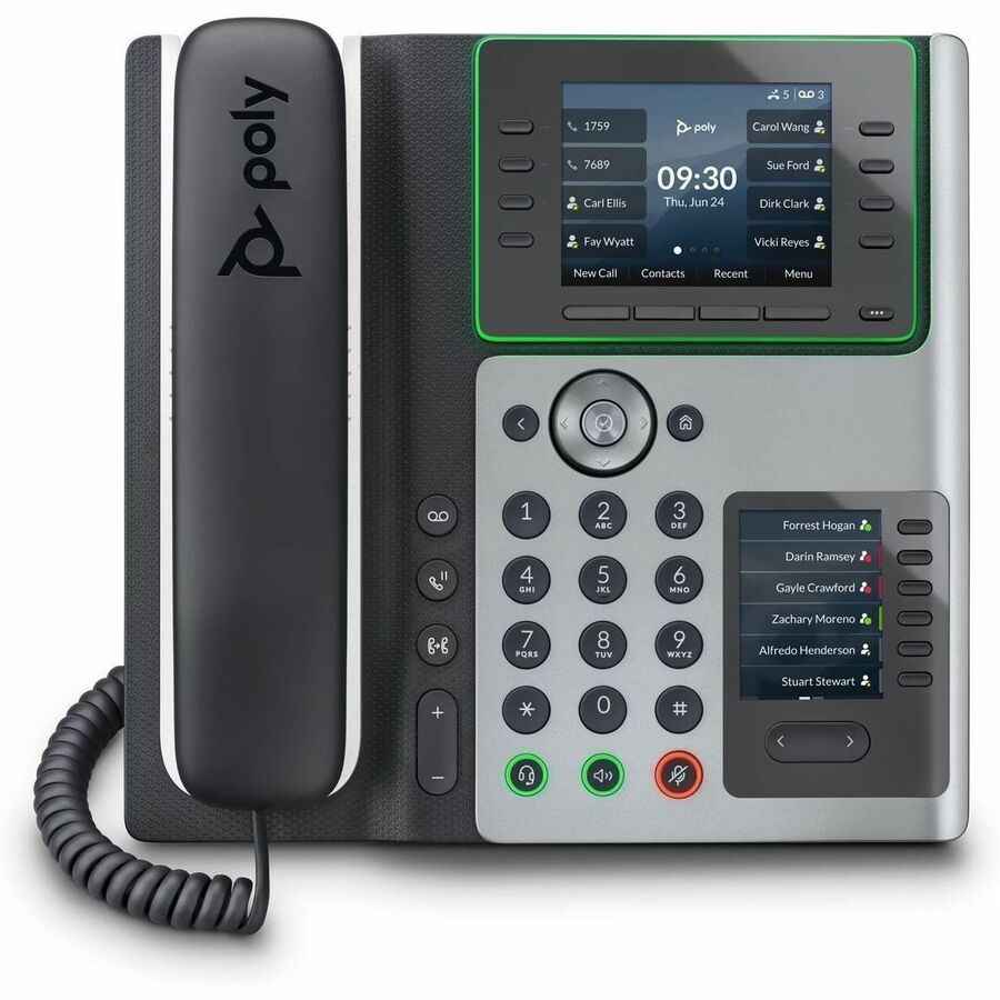 Poly Edge E450 IP Phone - Corded - Corded/Cordless - Wi-Fi, Bluetooth - Desktop - Black