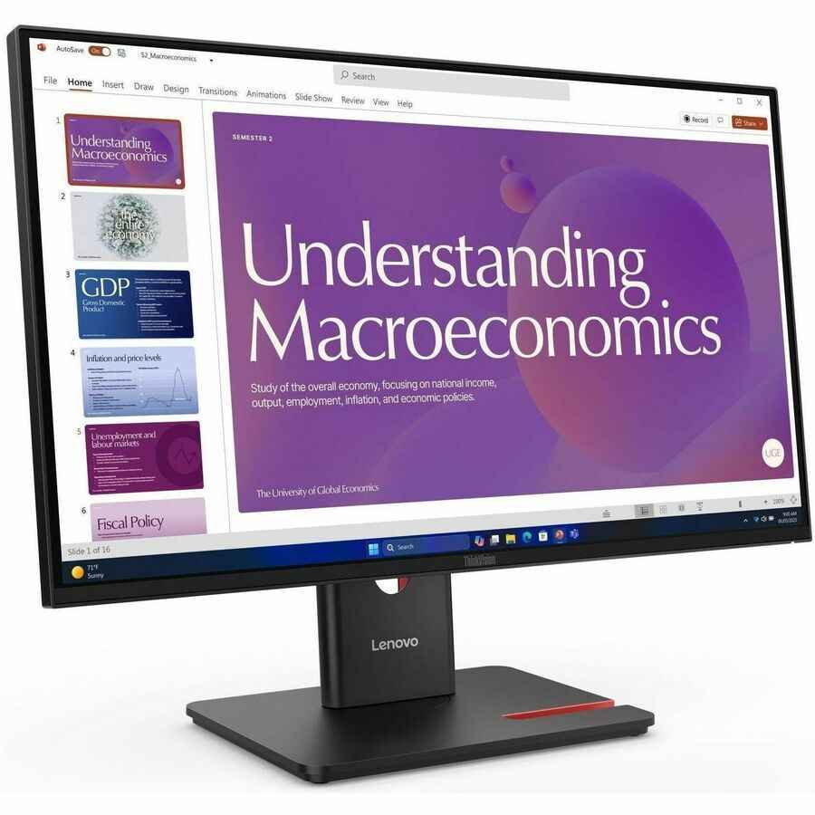 Lenovo ThinkVision T24D-40 24" Class Full HD LED Monitor - 16:9 - Eclipse Black